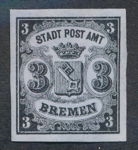 BREMEN GERMAN STATES 1 UNUSED 4 MARGIN NO GUM