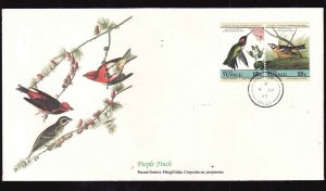 Audubon's Birds of the World #150b-Tuvalu-DC-highly coloured cachet-Purple Finch