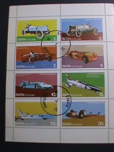 ​STAFFA-SCOTLAND-1977 FOMULA RACE CARS- CTO SHEET-VF -WITH FIRST DAY CANCEL