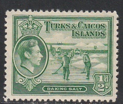 Turks & Caicos Islands # 79 - Raking Salt, Mint Hinged, 1/3 Cat.