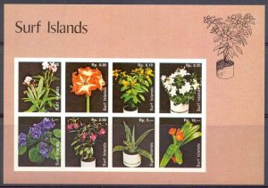 SURF ISLANDS - Flowers - Imperf 8v Sheet #3 - M N H - Private Issue