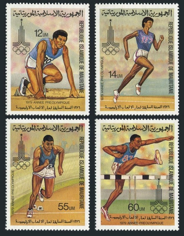 Mauritania 427-430,431,MNH. Michel 652-655,Bl.26. Olympics Moscow-1980. Running,
