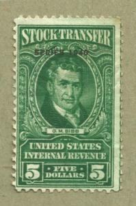 Scott #RD301 $5.00 Green Stock transfer series 1940