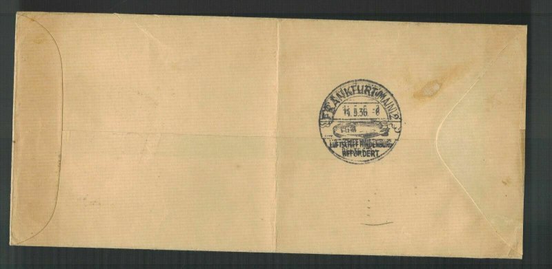 1936 Kingston Jamaica Hindenburg Zeppelin Cover to England Bank of New Zealand