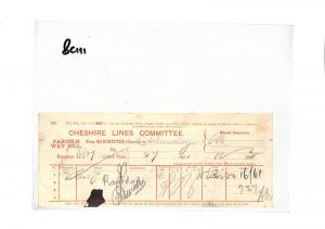 BC111 1892 GB RAILWAY *Cheshire Lines Committee* RED PRINT Parcel Way Bill 