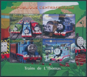 Thomas the Tank Engine Stamps Central African Rep 2011 MNH Cartoons 4v M/S