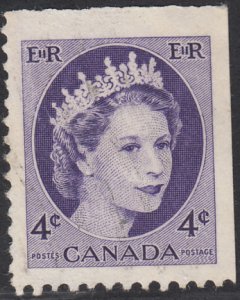 Canada 1954 used Sc #340as 4c Queen Elizabeth II Wilding Portrait