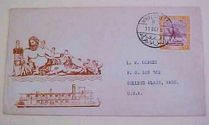 SUDAN  COVER WHITE NILE TPO #3 SHELLAL-HALFA KHAROUM  TO USA 1951 CACHETED