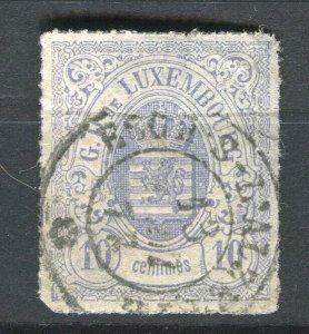 LUXEMBOURG; 1865 classic rouletted Arms issue used Shade of 10c. value