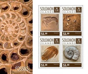 SOLOMON IS. - 2014 - Fossils - Perf 4v Sheet - Mint Never Hinged