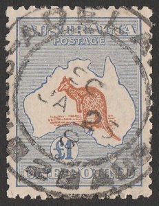 AUSTRALIA 1915 Kangaroo £1 3rd wmk. Unique CTO. ACSC 52Bw cat $4000+.