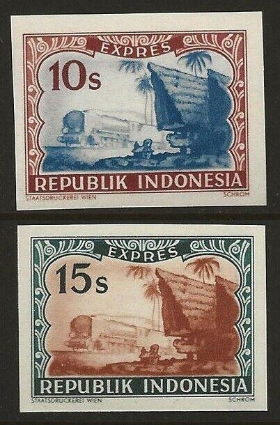 Indonesia 1949 Special Delivery PROOFS Set IMPERF #E1B-E1C VF-NH