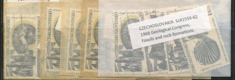 CZECHOSLOVAKIA Sc#1559-62 1968 Fossils & Geology Lot of 6 Part Sets Used