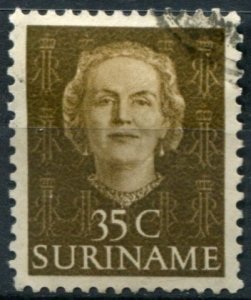 Suriname Sc#249 Used, 35c ol brn, Queen Juliana Definitives (1951)