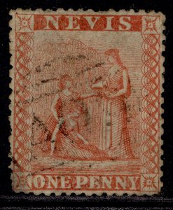 ST KITTS-NEVIS - NEVIS QV SG17, 1d vermilion-red, USED. Cat £45.