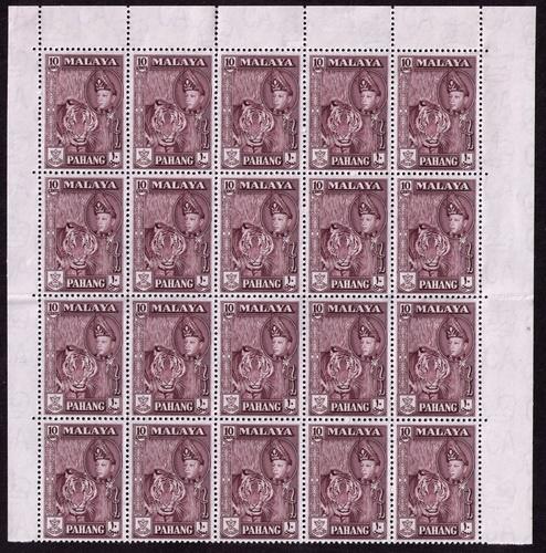 Malaya - Pahang # 77var  Mint VF NH  sheet of 50