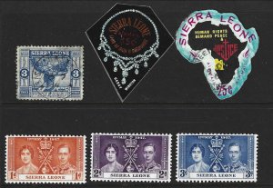 SIERRA LEONE Mint & Used Lot of 6 Different Stamps 2017 CV = $5.40