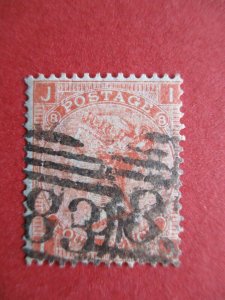 SG94 Great Britai Victoria Surface Printed 1866 4d Vermilion Plate 8 Duplex Used