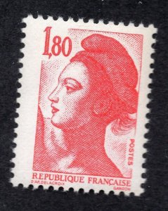 France 1982 1.80fr red Liberty, Scott 1798 MNH, value = 85c