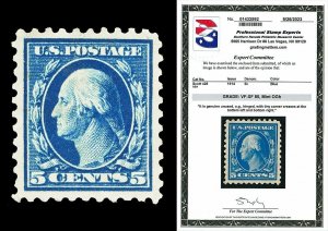 Scott 428 1914 5c Washington Perf 10 Mint Graded VF-XF 85 H with PSE CERT