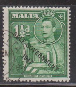 MALTA Scott # 236 Used - KGVI & Self-Government Overprint