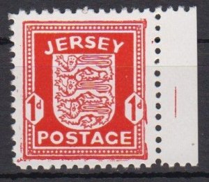 Jersey 1941 1d Arms Scarlet, printed on Chalk surfaced paper, unmounted mint NHM