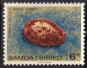Samoa 483 (mng) 6s sea shells: honey cowrie (Cypraea helvola) (1978)
