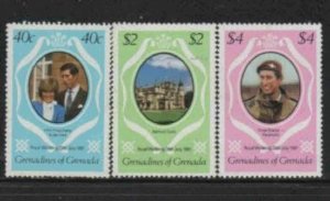 GRENADA GRENADINES #440-442 1981 ROYAL WEDDING MINT VF NH O.G aa