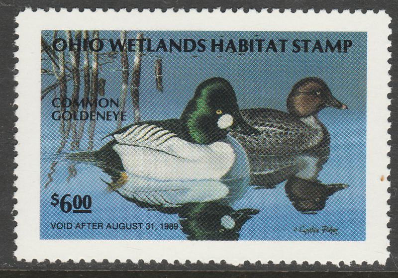 U.S.-OHIO 7, STATE DUCK HUNTING PERMIT STAMP. MINT, NH. VF