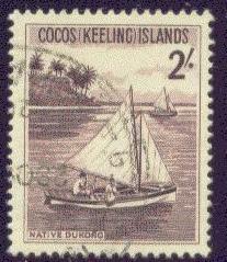 COCOS ISLS.   5 USED 1963 2sh Sailboat CV $5.50