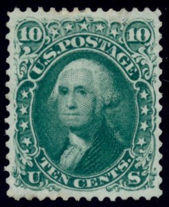 US 68 10c 1861 George Washington green F-VF unused OG hinged PSAG cert