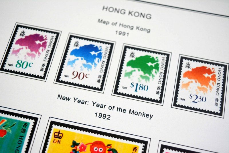 COLOR PRINTED HONG KONG [BRITISH] 1862-1997 STAMP ALBUM PAGES (117 illus. pages)