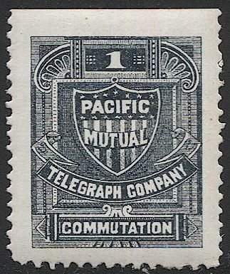 US 1883 Sc 13T2  MH, 1c Pacific Mutual Telegraph Co. stamp