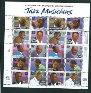 U.S. SCOTT #2983 - JAZZ MUSICIANS - LEGENDS OF AMER. MUSIC - MINT N.H. SHEET