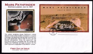 1997 Mars Pathfinder Sc 3178 $3 souvenir sheet FDC with Colorano silk cachet