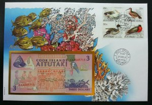 Cook Islands Corals Birds 1993 Reef Underwater Life Fish FDC (banknote cover)