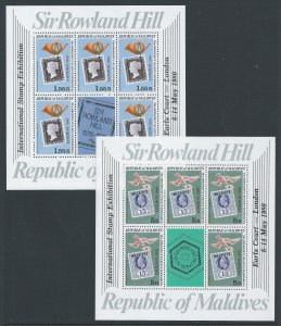 Maldive Islands #853-4 NH Rowland Hill Issue Ovptd. Lond...