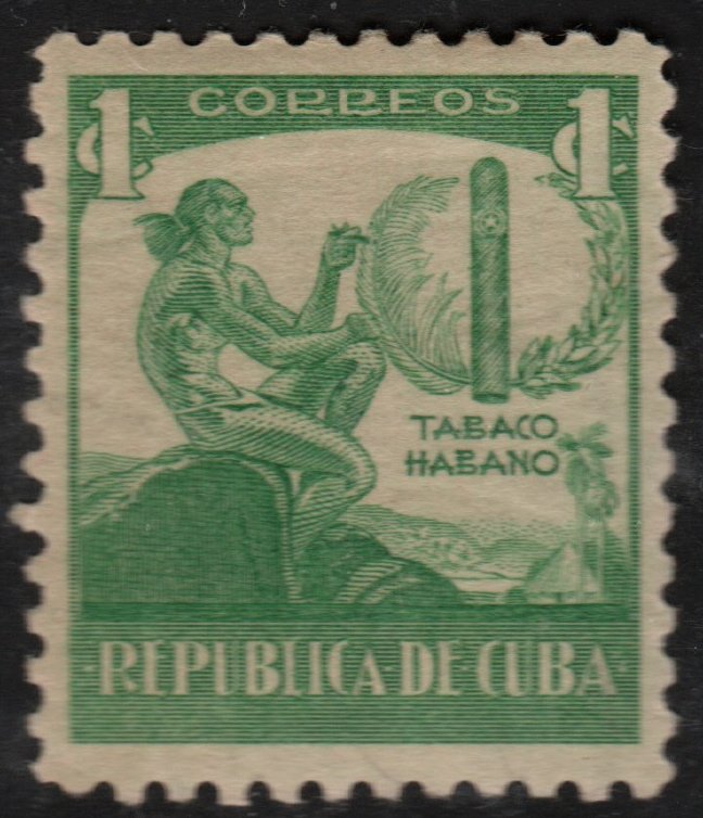 1937 Cuba Stamps Sc 356 Tabaco Habano Ciboney Indian and Cigar  NEW