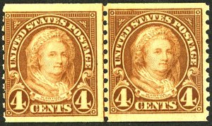 U.S. #601 MINT LINE PAIR OG HR