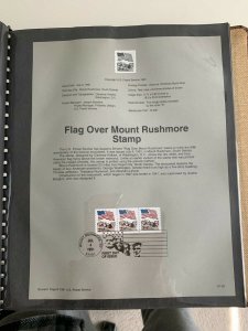 USPS Souvenir Page Scott 2523, 1991 flag over mount Rushmore stamps