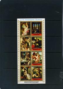 MANAMA 1972 PAINTINGS IN THE OLD PINAKOTHEK MUNICH SHEET OF 8 STAMPS MNH