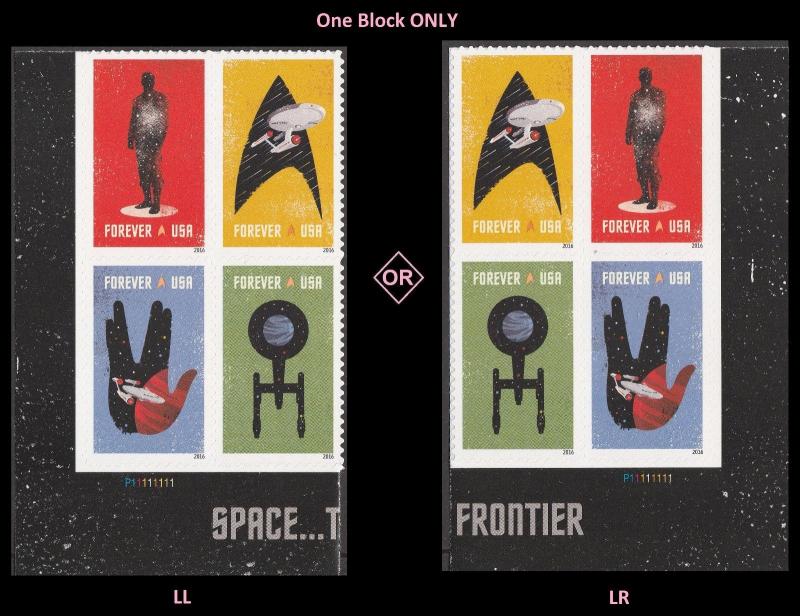 US 5135a Star Trek forever plate block (4 stamps) MNH 2016 