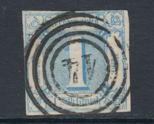 Thurn and Taxis Sc 1 used. 1859 1s blue, 14 in 4 ring target cancel, sound, VF