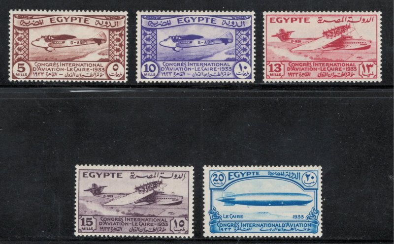 Egypt 1933 International Aviation Congress Scott # 172 - 176  MH