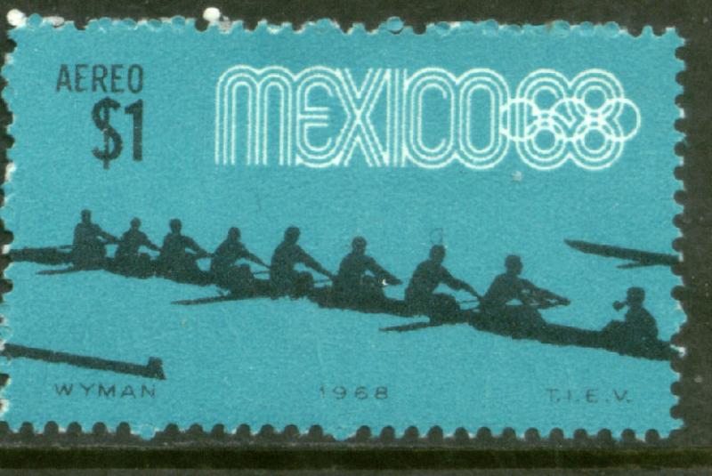 MEXICO C336, $1P Rowing 4th Pre-Olympic SINGLE. MINT, NH. F-VF.