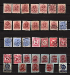 Lot Collection Hungary Hungarian Postage Due Stamps Used & MH Unused Unchecked