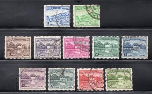 Pakistan 1963-70 Short Set of 11, 5p to 90p, Scott 132b-140a used, value = $6.50