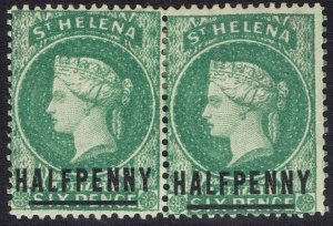 ST HELENA 1884 QV ½D EMERALD PAIR WMK CROWN CA