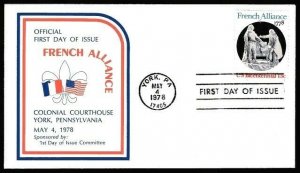 1753 13c French Alliance FDC FIRST 1st Day of Issue Comm. Cachet May 4, 1978 