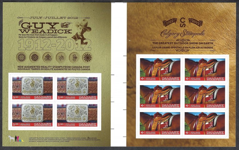 Canada #2548b Calgary Stampede Centennial (2012). Gutter pane of 10 stamps. MNH